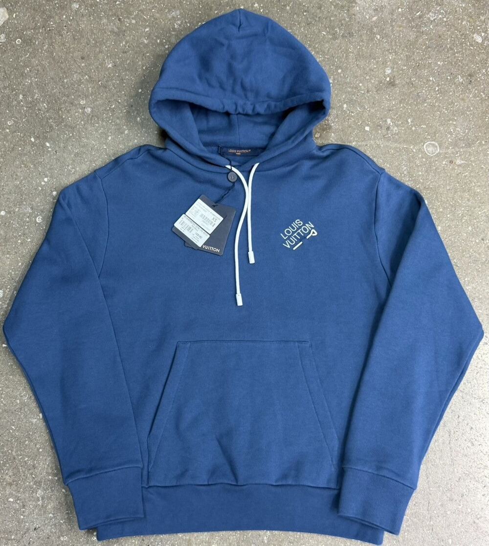 Louis Vuitton Signature Embroidered Navy Pullover Hoodie